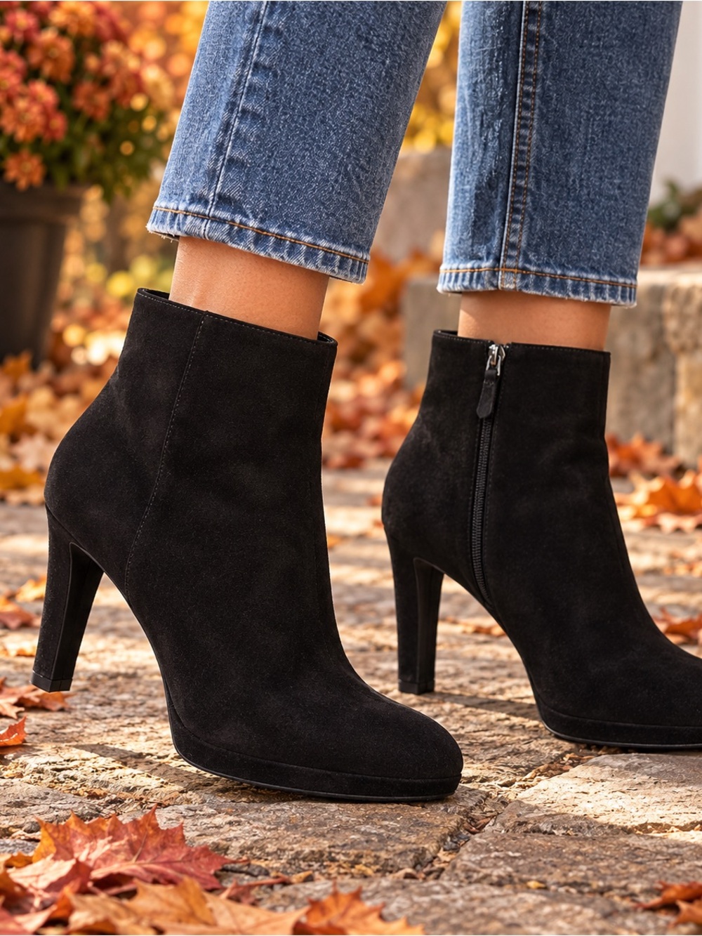 Isaac Mizrahi Black Suede Ankle Booties with Side Zip